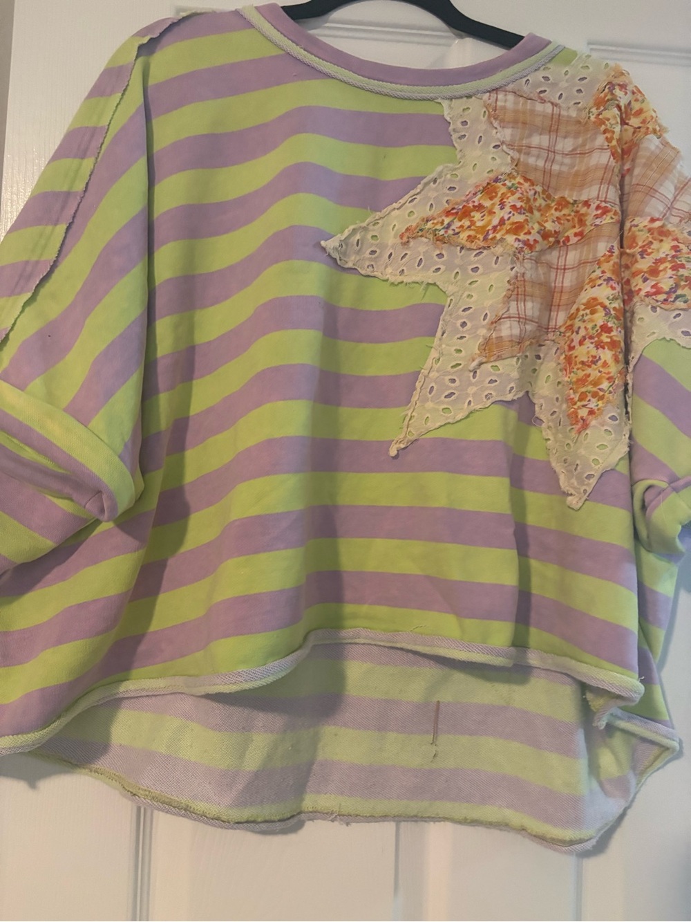 Oli & Hali Lavender and Lime Striped Patchwork Sweatshirt